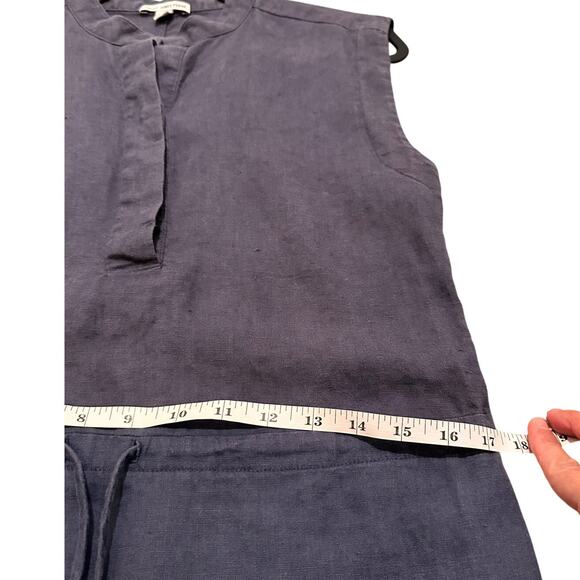 Standard James Perse Linen Sleeveless Drawstring Waist Navy Mini Dress, 1 (S) - Picture 3 of 7